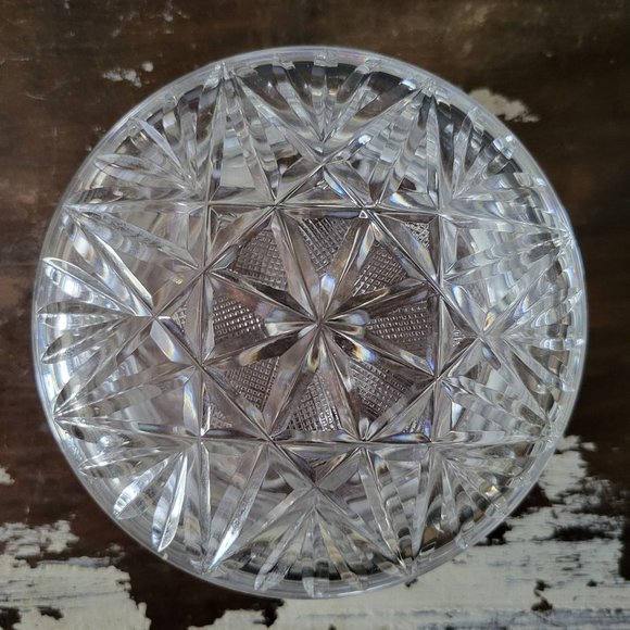 Antique Cut Crystal Powder Jar, Trinket Dish, Covered Stash Jar, Dresser Box - Picture 3 of 5